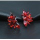 Elegant Geometric Flowers Red Crystal Stud Earring