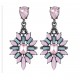 Crystal Drop Water Flower Earrings with Blue and Pink Crystals