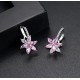 Cubic Zirconia Flower White Gold Color Stud Earrings