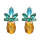 Pineapple Earrings with Green and Yellow Crystal