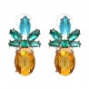 Pineapple Earrings with Green and Yellow Crystal
