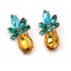 Pineapple Earrings with Green and Yellow Crystal