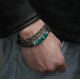 Beaded Bracelet set for Men with Stainless Steel and Volcanic Stone