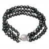 Pulsera de Perlas negras en tres capas