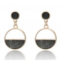 Black Stone Alloy Drop Earrings Art Deco