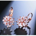Silver or Rose Gold Plated Crystal Zirconia Flower Earrings