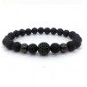 Men Bracelet with Lava Stone or Obsidian Beads and Pave SZ Crystals