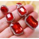 Trendy Big Red or Green Crystal Drop Earring for Women