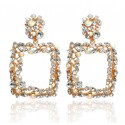 Geometric Maxi Vintage Drop Earrings with Crystals