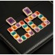Pendientes geométricos maxi, estilo Art Decó, con  cristales de varios colores