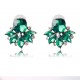 Green or Red Crystal Flower Stud Earrings