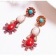 Ethnic Style Maxi Earrings with Red or Turquoise colour Stones ans Crystals