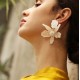Big Resin Flower Drop Earrings with Crystal