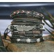 Men Genuine Black Leather Bracelets Set