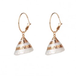 Sea Shell Pendant Gold Statement Earrings