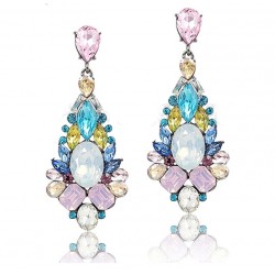 Luxury Crystal Drop Earrings with Multicolor Crystals
