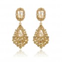 Crystal Drop Long Earrings Color Champagne