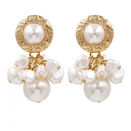 Pendientes con colgantes en forma de racimo de perlas
