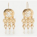 Retro Style Gold Color Earrings with Pearl Pendants
