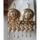 Pendientes grandes estilo retro dorados con colgantes con perlas