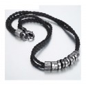Metal Surfer Leather Rope Mens Necklace
