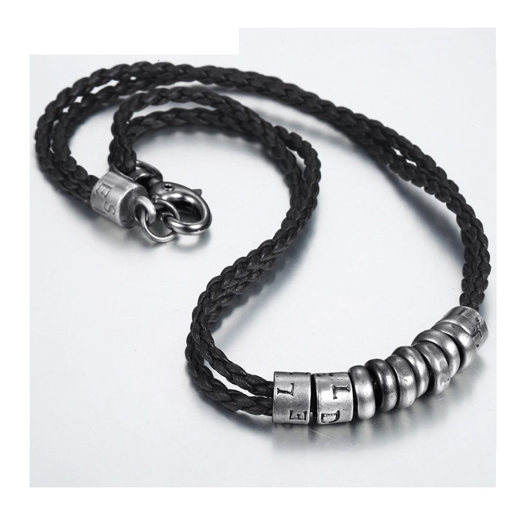 Leather necklace with flame trailer for men | serasar.de