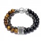 Stone Beads Bracelets for Men with Black Gunmetal Stainless Steel