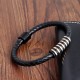 Men Leather Braided Bracelet With Stainless Steel