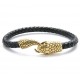Vintage Silver Gold Snake Easy-Hook Leather Bracelet For Men