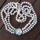 3 Row White Freshwater Pearl Necklace with Flower