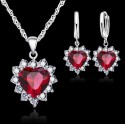 Cubic Zirconia Crystal Heart Jewelry Set Necklace and Earrings