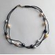 Multi Strand Multi Color 10-12mm Natural Freshwater Pearl Necklace With Black Leather Cord