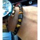 Men Bracelets with Hexagon Natural Stone Beads Onyx and Tiger Eye