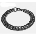 Double Chain Bracelet for Men Polished Stainless Steel
