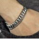 Double Chain Bracelet for Men Polished Stainless Steel