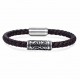 Genuine Leather Bracelets For Men Brown Leather with Magnetic Clasp in Stainless Steel