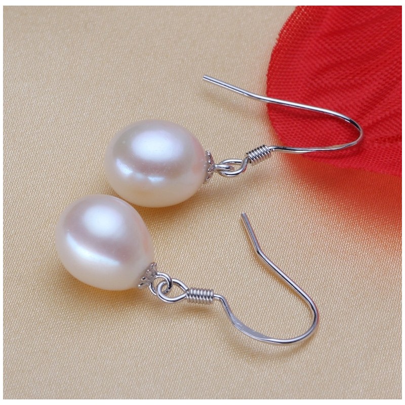 THE QUEEN JEWELLERY White Pearl Drop Earrings | Original Freshwater Pearl  Earrings for Women | Natural Pearl Earring