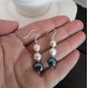 Natural White and Grey Freshwater Pearl Earrings with Silver 925