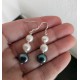 Natural White and Grey Freshwater Pearl Earrings with Silver 925