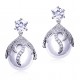 Big White Pearl Earrings with Cubic Zirconia Crystals
