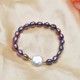 Black Natural Freshwater Pearl Bracelets with White Coin Pearl