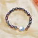 Black Natural Freshwater Pearl Bracelets with White Coin Pearl