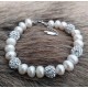 Freshwater Cultured Pearl Bracelet with Shambala Beads