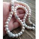 Natural White Freshwater Pearl Necklace with Crystal Balls