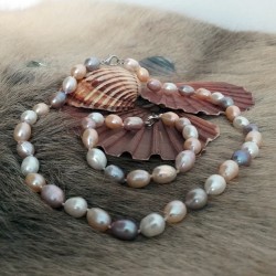 Natural Freshwater Pearl Jewelry Set Bracelet & Necklace