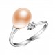 Silver Ring With Pink Fresh Water Pearl and Crystal