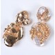 Imitation Pearl Stud Earrings with Golden Color Metal Leaves