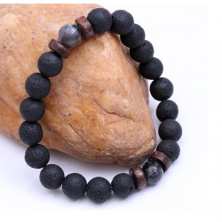 Elastic Natural Lava Stone Beads Yoga Bracelet