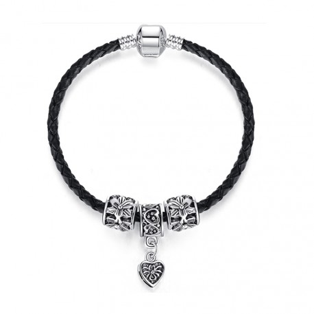 Leather bracelet with charms
