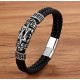 Genuine Leather Bracelet with Stainless Steel Details